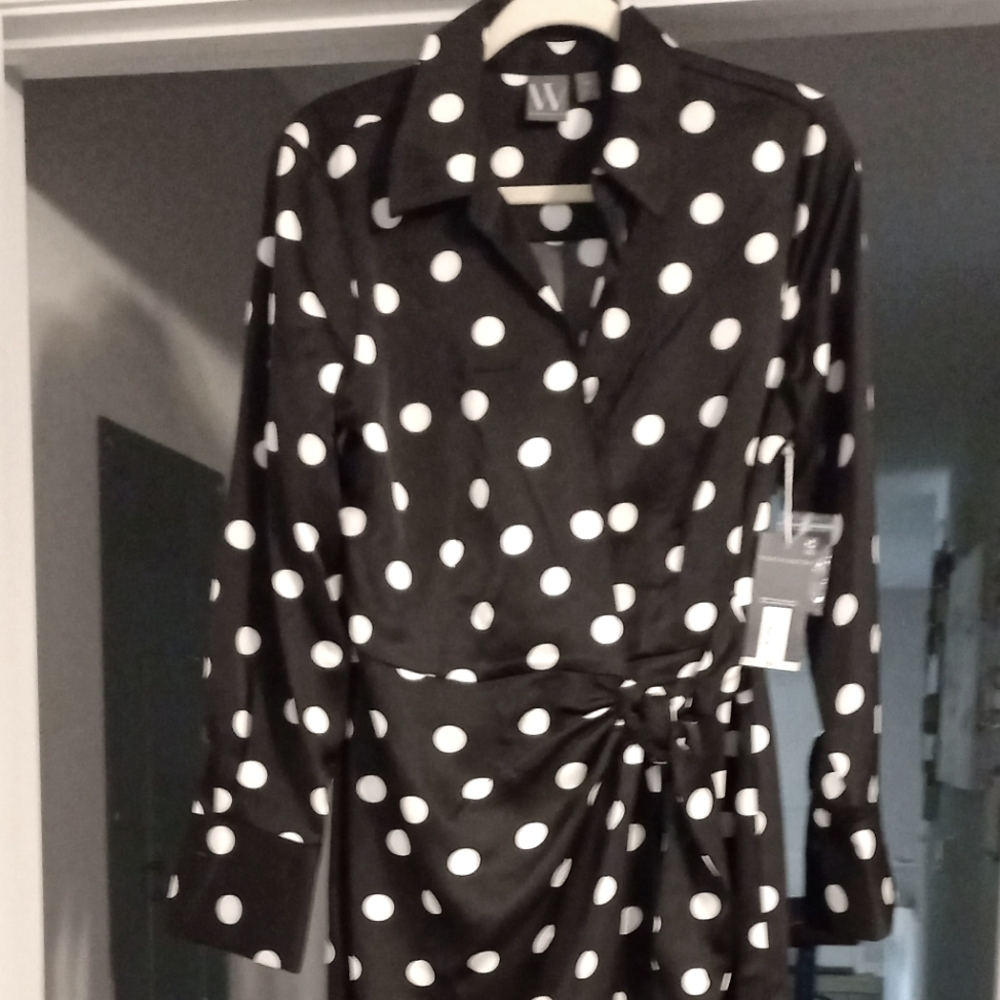 BLACK POLKADOT WRAP DRESS